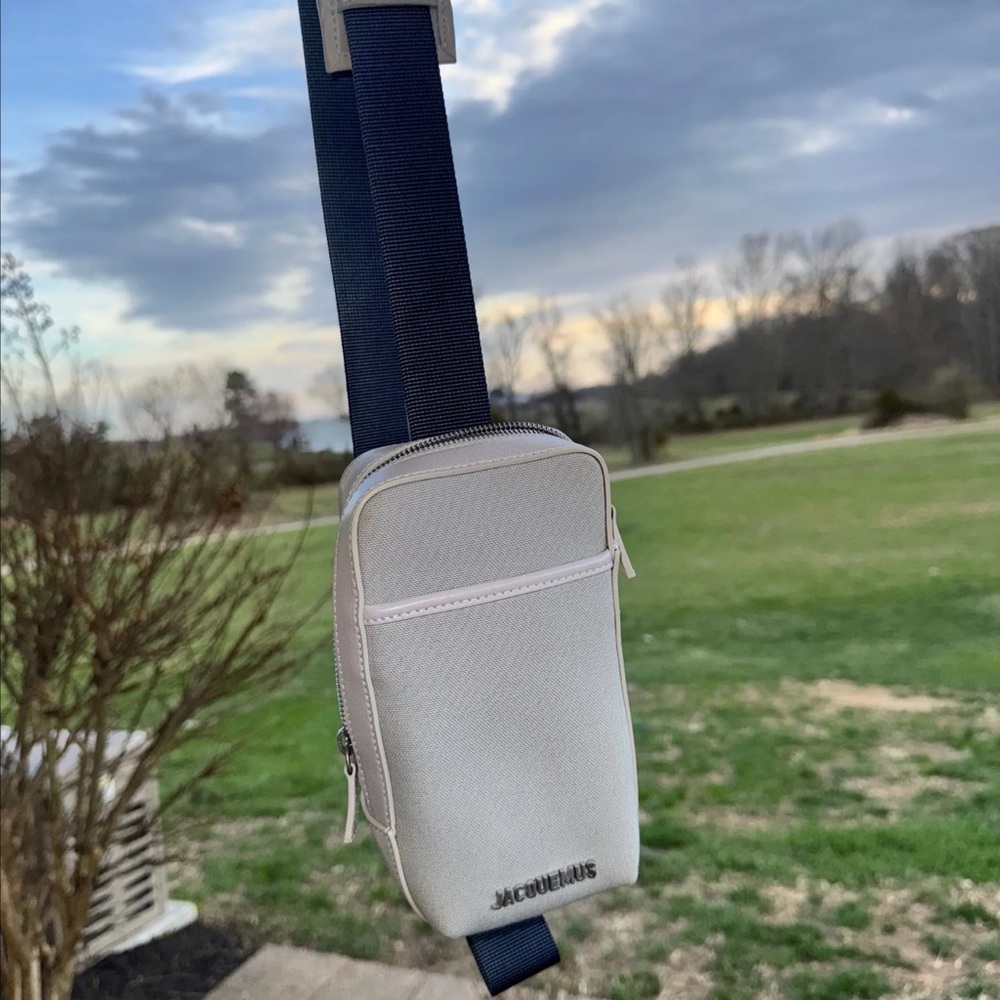 Jacquemus Cream and Navy Belt Bag